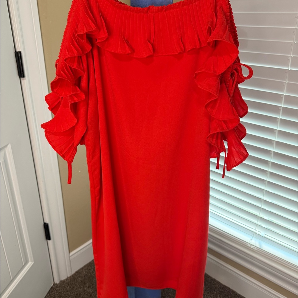 Symphony Scarlet Off-Shoulder Dress